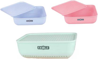 Nabhya Plastic Croma Combo Of 1 Big Size And 2 Small Size Multipurpose Basket Storage Basket with Lid Plastic Box Organiser for Home Kitchen Storage Storage Basket