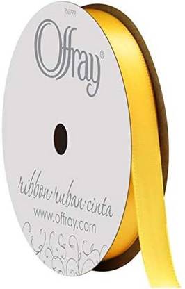 Offray Berwick 069639 3/8" Wide Single Face Ribbon, Lemon Yellow, 6 Yds
