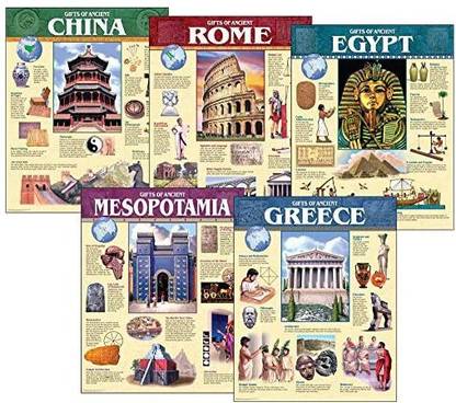 Creative Teaching Press Ancient Civilization, 5-Chart Pack(Grades 5-8) Accent Classrooms, Walls, Hallways, Displays, Learning Spaces And More,