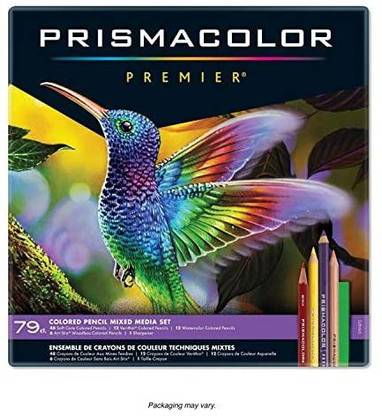PRISMACOLOR 1794654 Premier Mixed Media Set, Colored Pencils-Art Stix-Pencil Sharpener,Colours, 79-Count