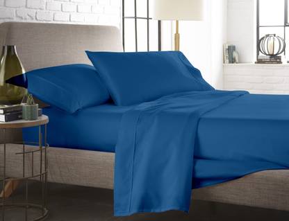 Blue Dahlia Cotton King Flat 400 TC Solid Bedsheet