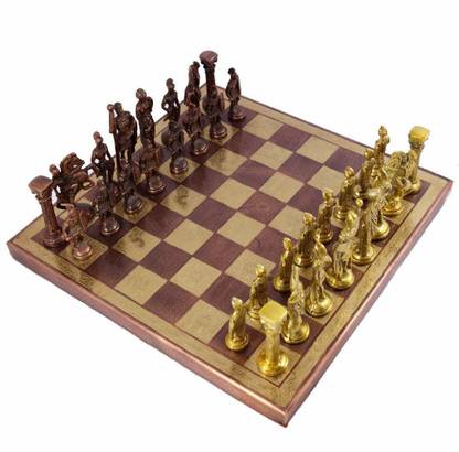 Shoro Collectible Premium Metal Brass Made Chess Board Game Set with 100% Brass Pieces,Brass Chess Set with Box Packing,Antique Showpiece Decorative Gift Item Strategy & War Board Game
