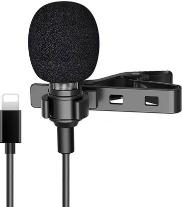 RAJ Lightning Type Collar Microphone for iPhone, Iphone lightning Port Colar Mic Compatible with All iPhone, Ipads without Headphone jack | Phones for Interview, Vlogging, YouTube, Studio, Video, Online Class, Recording (1.5 Meter) Camera Microphone