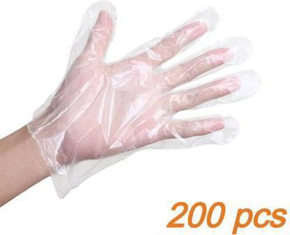 ALVIRO Transparent-Plastic-200 Wet and Dry Glove Set