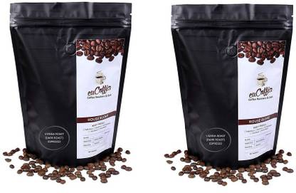 euCoffia 100% Arabica Roasted Coffee Beans Vienna Roast (Dark Roast) (Cold Brew) (Whole Beans) (Size: 250 Grams) Pack of 2 = 800 Coffee Beans