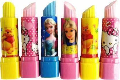 nawani Lipstick Shaped Eraser 6 pcs Non-Toxic Eraser Non-Toxic Eraser