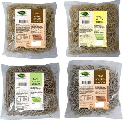 THANJAI NATURAL Millet Noodles 180 Grams X 4 Variities of Homemade Millets Noodles ( HORSEGRAM, MULTI, RAGI, LITTLE MILLLETS ) No Preservatives, No Chemicals, No Artificial Extract Combo