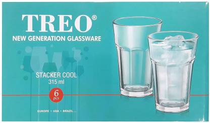 TREO (Pack of 6) Stacker Cool Tumbler 315ml 6 Piece Glass Set Water/Juice Glass
