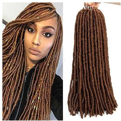 MOBOK Crochet Goddess Locs Braids Natural Straight  Synthetic Faux Locs Crochet Braiding  Extensions Bohemian Ha Hair Extension
