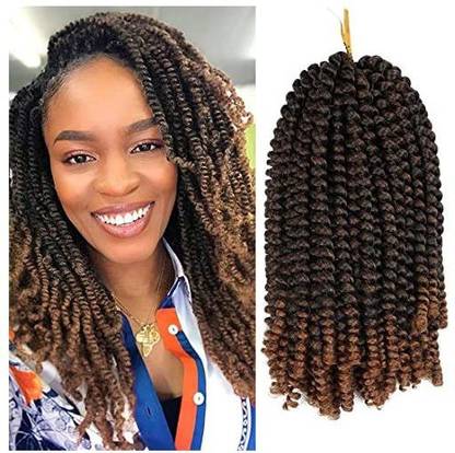 Beyond Beauty 1 Pack Spring Twist Ombre Colors Crochet Braids Synthetic Braiding  Extensions Low Temperature Fiber (1 Pcs 8 Inch Hair Extension