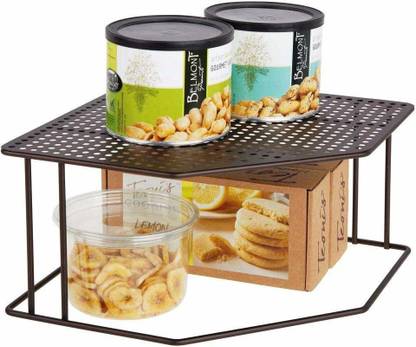 decorlay Containers Kitchen Rack Iron Kitchen Rustic Decorative Metal Corner Shelf - 2 Tier Raised Storage Organizer