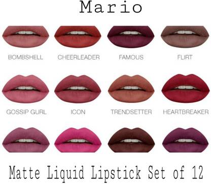 Mario Matte Liquid Lipsticks set of 12pc