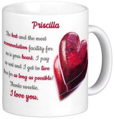 Exocticaa I Love You Priscilla Romantic Message 85 Ceramic Coffee Mug