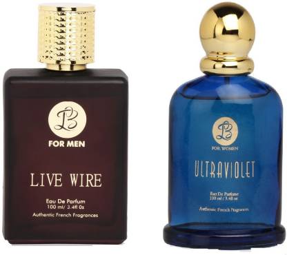 Lyla Blanc Mens LIVE WIRE & Womens ULTRA VOILENT - (Set of 2 Perfume for Couple) (100ml each) Eau de Parfum  -  100 ml
