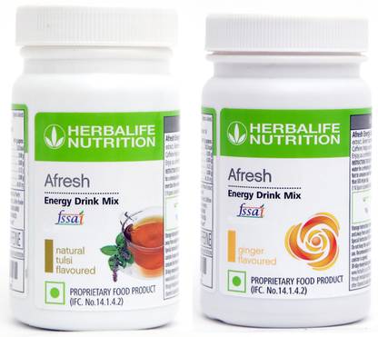 Herbalife Nutrition AFRESH ENERGY DRINK TULSHI & GINGER COMBO SET OF 2 Plant-Based Protein
