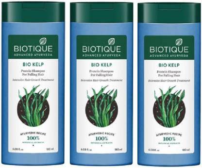 BIOTIQUE बालों को झड़ने से बचाने के लिए बायो केल्प प्रोटीन शैम्पू, 3 का 180ml पैक