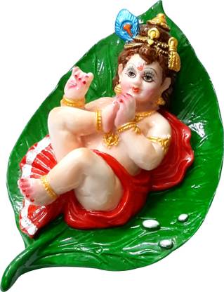 ESVAR STONECRAFT Lord Krishna/Gopal JI in PAN Leaf Murti Decorative Showpiece  -  17 cm
