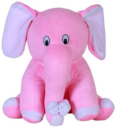 RSC Present Soft push imported fabric stuffed siting Elephant animal in pink color  - 25 cm