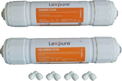 MG WATER SOLUTION Classic PLUS Inline Pre Carbon & Sediment Filter Set with 4 Elbow (PACK of 6) Suitable for all RO Water Purifiers Solid Filter Cartridge