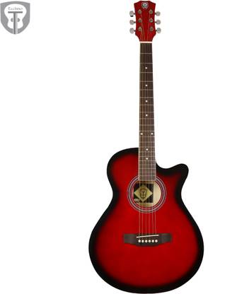Techno TM_40P Glossy_Red Acoustic Guitar Linden Wood Rosewood Right Hand Orientation