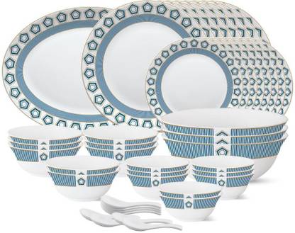 Larah by Borosil Pack of 44 Opalware Crystal Dinner Set