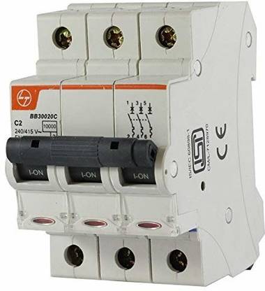 NM KART Larsen & Toubro (L&T) Exora Miniature Circuit Breakers (MCBs) - 40A C-Curve 10 KA Three Pole (TP) ISI Marked BB30400C MCB