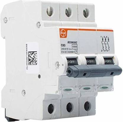 NM KART Larsen & Toubro (L&T) Exora Miniature Circuit Breakers (MCBs) - 32A C-Curve 10 KA Three Pole (TP) ISI Marked BB30320C MCB