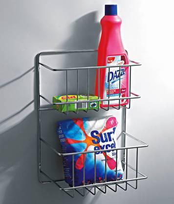 Bristle Containers Kitchen Rack Steel A1 Quality Wall Mountable Detergent Holder / Bathroom Rack / Multipurpose Stand Kitchen Rack Containers