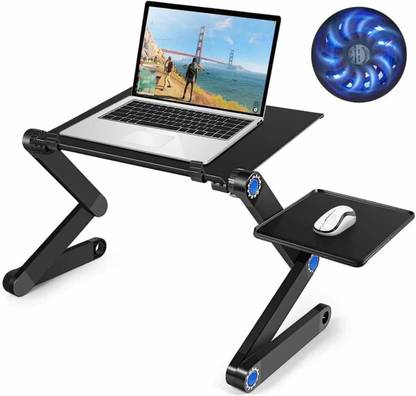 Krushnashry T8 Table for Laptop Stand for Bed and Sofa Desk Portable Adjustable Laptop Table Stand Up/Sitting with Mouse Pad, Ergonomics Design Aluminum Suitable for Reading Studying Multi-Angle AdjustableT8 Laptop Portable Table Desk with Foldable Laptop Table with USB Cooling Fan Laptop Stand