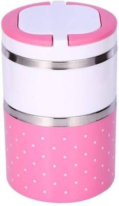 Casa Tech Carry Fresh Stainless Steel Insulated Lunch Box ,2 containers, 930 ml , pink 2 Containers Lunch Box