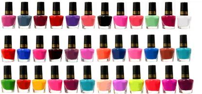 Priya Glossy Shine Summer to Spring Collection Nail Polish Fantastic Color Set Combo of 36 Pc in Wholesale Price. Multicolor