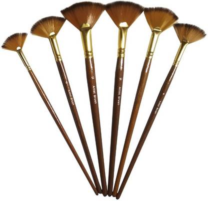 AWAN F.C. PAINT BRUSH SYNTH HAIR FLAT (SET OF 6)- SIZE 4,6,8,10,12