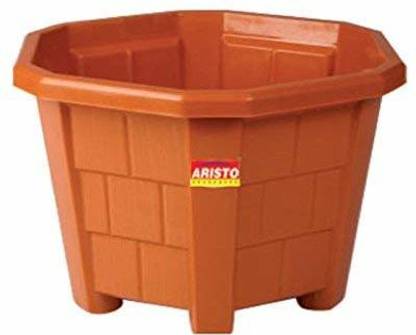 sonickarts Aristo Hexagonal Plastic Planter Pot (11-inch) - Pack of 4 Plant Container Set