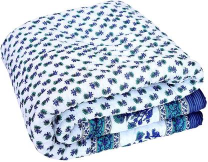 STITCHY Beautiful Jaipuri Razai/Rajai Cotton Rajasthani Sanganeri Floral Print Quilt Blanket Cotton Batting