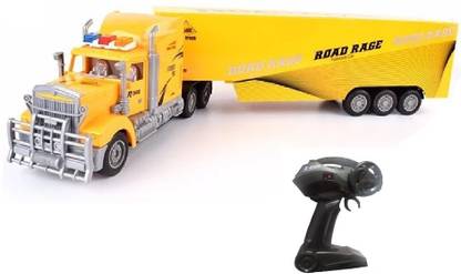 HALO NATION Remote Controlled Container Transport Logistic Truck - 12 Wheels Over Sized Remote Trucks 53 cm Length Toy - Full Function 2.5Ghz 5 Channel Heavy Truck RC Truck True Style Simulation - Yellow