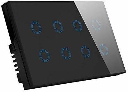 PROTIUM Smart Touch Switch, Compatible with Alexa, Google Home, IFTTT & Smart life App (8 gang (10A/Gang), Black)
