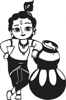 nirmal décor 41 cm Little Krishna With Butter Self Adhesive Sticker