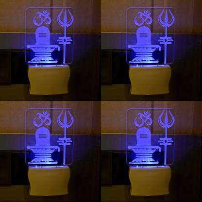 AFAST 3D Illusion Effect ShivLing With trashul And Om Multi Colour LED Night Lamp, Set Of Four Night Lamp