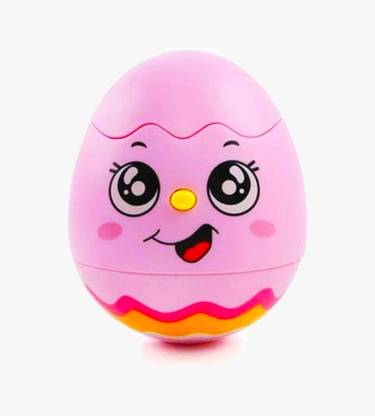 maadi toys Musical Chicken Egg Toy for Babies with Light and Musical Sound, Roll, Shake, Wobbling, Tumbler Battery Operated for Baby Girl & Boy Early Years Kids.(Pink)
