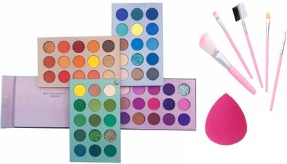 D.B.Z. GLAZED COLOR BOARD EYESHADOW PALETTE WITH BRUSH SET & BEAUTY BLENDER 150 g (MULTICOLOR)