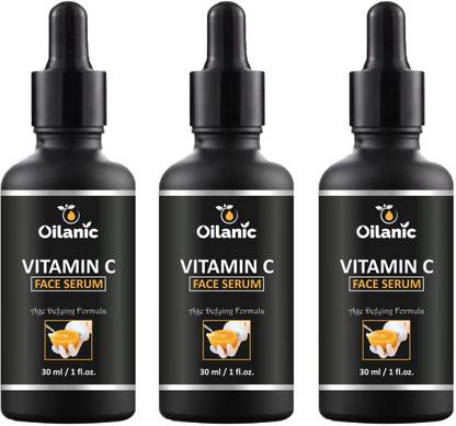 Oilanic Premium Vitamin C Facial Serum- For Skin Whitening and Anti Ageing Combo pack of 3 bottles of 30 ml(90 ml)