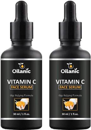 Oilanic Vitamin C Face Serum For Anti Aging, Smoothening & Brigthening Face For Men & Women Combo Pack of 2 Bottles of 30 ml(60 ml)