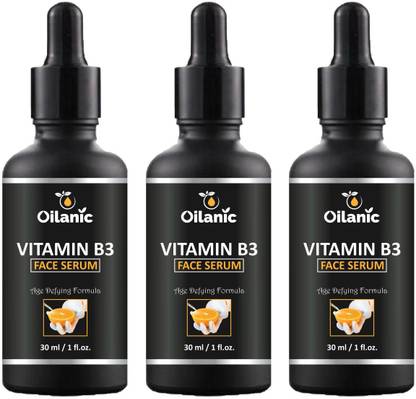Oilanic 100% Pure & Natural Vitamin B3 Serum- For Skin Whtening, Brightening & Anti Aging Combo Pack of 3 Bottles of 30 ml(90 ml)