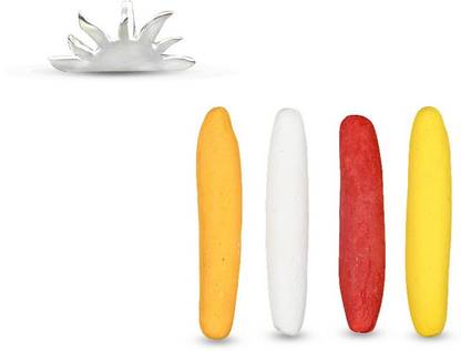 Rudra Centre 4 pcs of Tilak sticks with Silver Tilak stamp - Sun design (Silver - 1.41 gms)