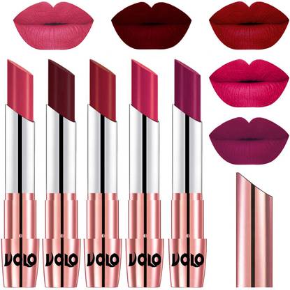 Volo Creme Matte Smooth Lipstick Combo Set of 5 Bold Colors Long Lasting Code-830