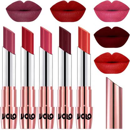 Volo Creme Matte Smooth Lipstick Combo Set of 5 Bold Colors Long Lasting Code-778