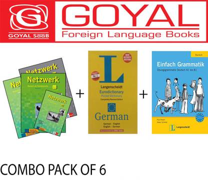 Netzwerk A2 Textbook + Workbook + Glossar + Intensivtrainer With 4 CDs + LANGESCHEIDT EURODICTIONARY POCKET DICTIONARY + Einfach Grammatik Deutsch A1 Bis B1 (Set Of 6 Books)