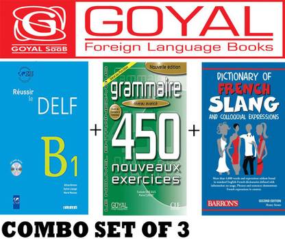 Grammaire 450 Nouveaux Exercise Avance + DELF B1 Book With CD - Didier Reussir + Dictionary Of French Slang (Set Of 3 Books)