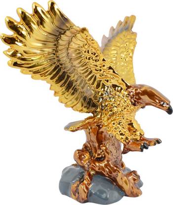 REIKI CRYSTAL PRODUCTS Vastu Feng Shui Flying Golden Eagle Spreading Wings For Wealth & Success Decorative Showpiece - 13 cm