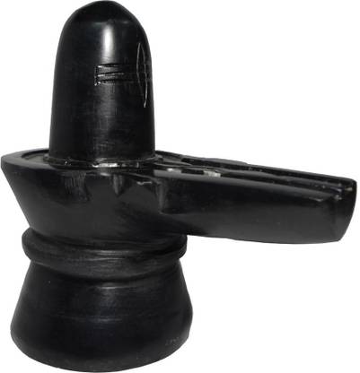 VALUE CRAFTS Black Marble Shiva Linga 7 cm Decorative Showpiece  -  6.3 cm